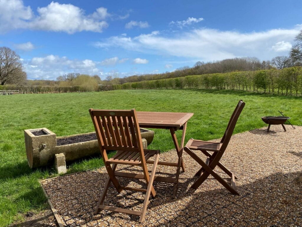 Outdoor seating arrea for bell tents